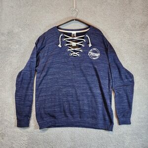 Chicago Windy City Laced Neck Pullover Womens XXL‎ Boho Long Sleeve Blue New